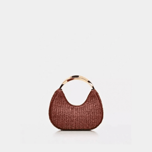 Handwoven Gold Handle Crescent Hobo Handbag - Perimade & Co.