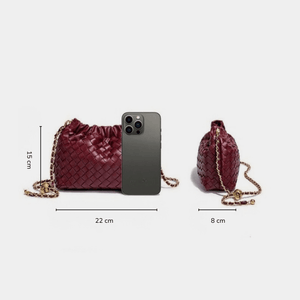 Handwoven Leather Cloud Drawstring Handbag - Perimade & Co.