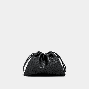 Handwoven Leather Drawstring Shoulder Bag - Perimade & Co.