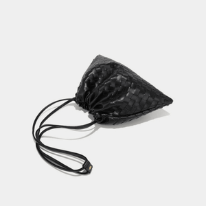 Handwoven Leather Drawstring Shoulder Bag - Perimade & Co.