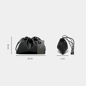 Handwoven Leather Drawstring Shoulder Bag - Perimade & Co.