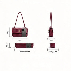 Handwoven Leather Flap Knot Lock Handbag - Perimade & Co.