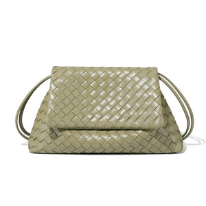 Handwoven Leather Flap Shoulder Handbag - Perimade & Co.