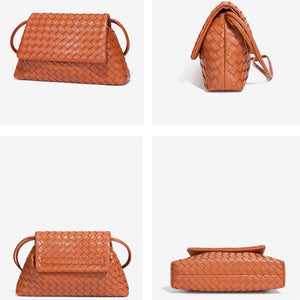 Handwoven Leather Flap Shoulder Handbag - Perimade & Co.