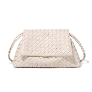 Handwoven Leather Flap Shoulder Handbag - Perimade & Co.