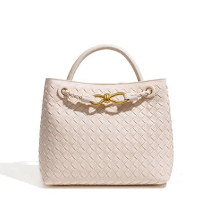 Handwoven Leather Knot Clasp Tote Handbag - Perimade & Co.