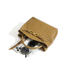 Handwoven Leather Knot Clasp Tote Handbag - Perimade & Co.