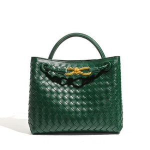 Handwoven Leather Knot Clasp Tote Handbag - Perimade & Co.