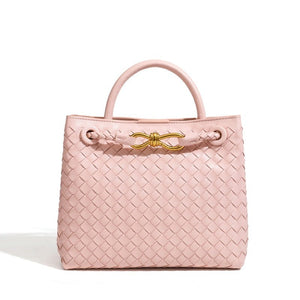 Handwoven Leather Knot Clasp Tote Handbag - Perimade & Co.
