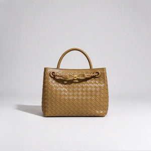 Handwoven Leather Knot Clasp Tote Handbag - Perimade & Co.