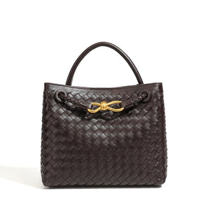 Handwoven Leather Knot Clasp Tote Handbag - Perimade & Co.