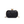Black woven handbag with gold accents on a white background