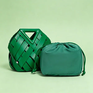 HandWoven Leather Rhombus Bucket Handbag - Perimade & Co.