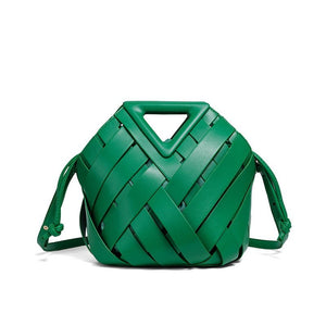 HandWoven Leather Rhombus Bucket Handbag - Perimade & Co.