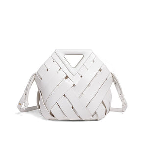 HandWoven Leather Rhombus Bucket Handbag - Perimade & Co.