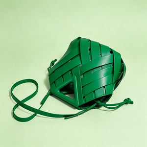 HandWoven Leather Rhombus Bucket Handbag - Perimade & Co.
