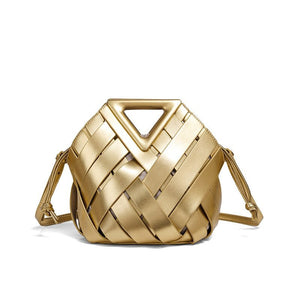 HandWoven Leather Rhombus Bucket Handbag - Perimade & Co.