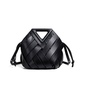 HandWoven Leather Rhombus Bucket Handbag - Perimade & Co.