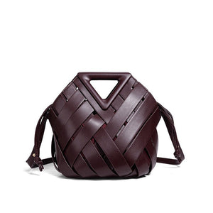 HandWoven Leather Rhombus Bucket Handbag - Perimade & Co.