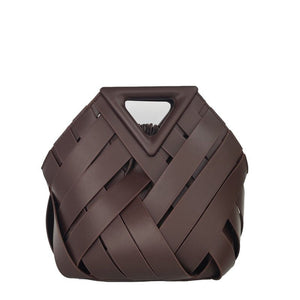 HandWoven Leather Rhombus Bucket Handbag - Perimade & Co.