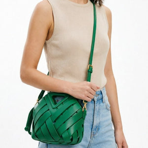 HandWoven Leather Rhombus Bucket Handbag - Perimade & Co.