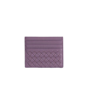 Purple woven cardholder on a white background