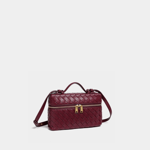 Handwoven Leather Vanity Case Handbag - Perimade & Co.
