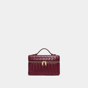 Handwoven Leather Vanity Case Handbag - Perimade & Co.