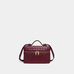 Handwoven Leather Vanity Case Handbag - Perimade & Co.