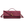 Maroon woven handbag with gold accents on a white background
