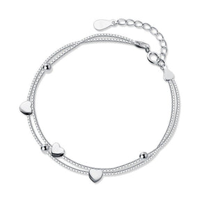 Heart Bead Charm Double Box Chain Bracelet - Perimade & Co.
