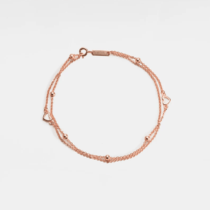 Heart Bead Double Chain Charm Anklet - Perimade & Co.