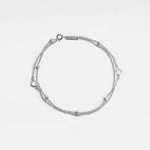 Heart Bead Double Chain Charm Anklet - Perimade & Co.