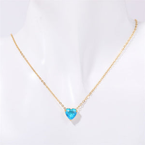 Heart Birthstone Charm Pendant Necklace - Perimade & Co.