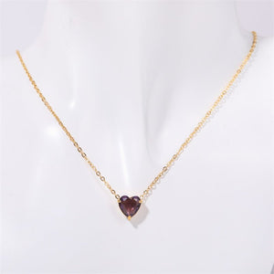 Heart Birthstone Charm Pendant Necklace - Perimade & Co.