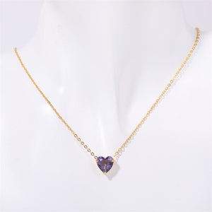 Heart Birthstone Charm Pendant Necklace - Perimade & Co.
