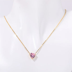 Heart Birthstone Charm Pendant Necklace - Perimade & Co.