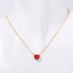 Heart Birthstone Charm Pendant Necklace - Perimade & Co.