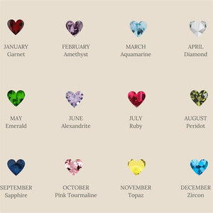 Heart Birthstone Charm Pendant Necklace - Perimade & Co.