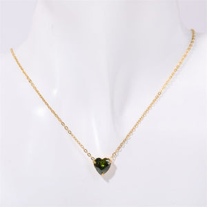 Heart Birthstone Charm Pendant Necklace - Perimade & Co.