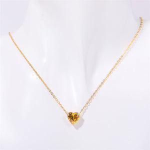 Heart Birthstone Charm Pendant Necklace - Perimade & Co.