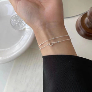 Heart Charm Bead Double Chain Bracelet - Perimade & Co.