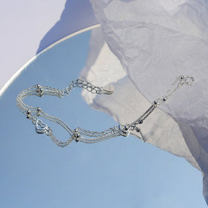 Heart Charm Bead Double Chain Bracelet - Perimade & Co.