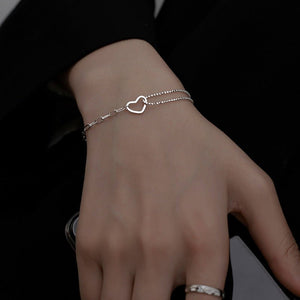 Heart Charm Bead Double Chain Bracelet - Perimade & Co.