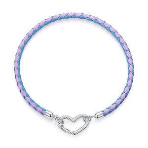 Heart Charm Braided Leather Rope Bracelet - Perimade & Co.