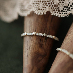 Heart Pave Setting Band Thin Stacking Ring - Perimade & Co.