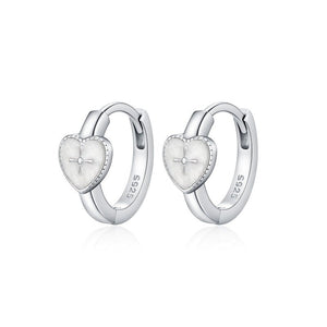 Heart White Enamel Star Huggie Hoop Earrings - Perimade & Co.