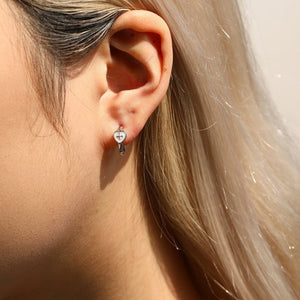 Heart White Enamel Star Huggie Hoop Earrings - Perimade & Co.