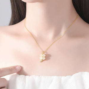 Hetian Jade Four-Leaf Clover Charm Necklace - Perimade & Co.