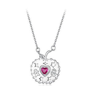 Holiday Apple Magenta Heart Charm Necklace - Perimade & Co.